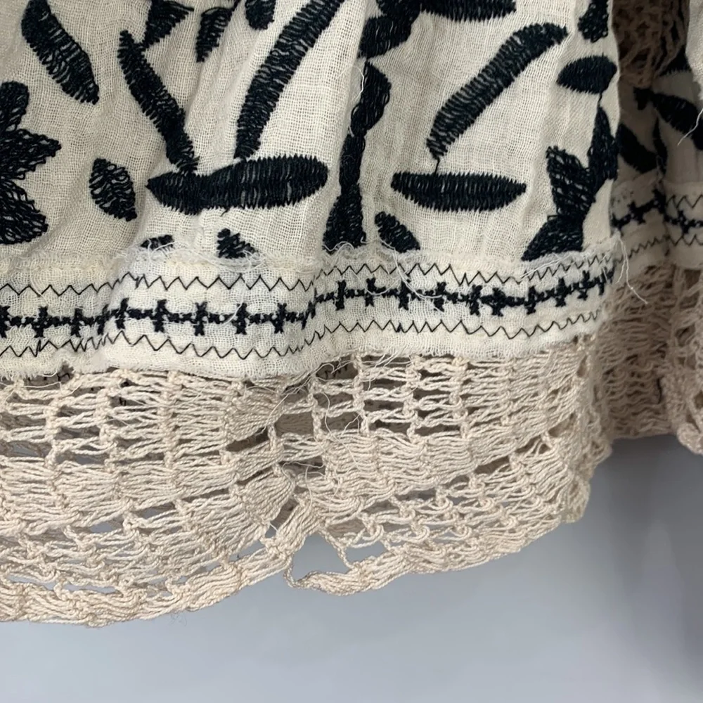 Free People Soleil Cotton Embroidery Crochet Trim Boho Top - Picture 9 of 16